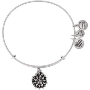 Alex and Ani Water Lily Charm Expandable Bangle Bar Bracelet
