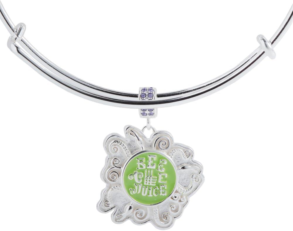 imageAlex and Ani Beetlejuice Bangle Bold Stripe Design Silver Black Logo NickelFree Add Spooky Flair to Everyday Stack Womens Fashion BraceletCharm Bangle