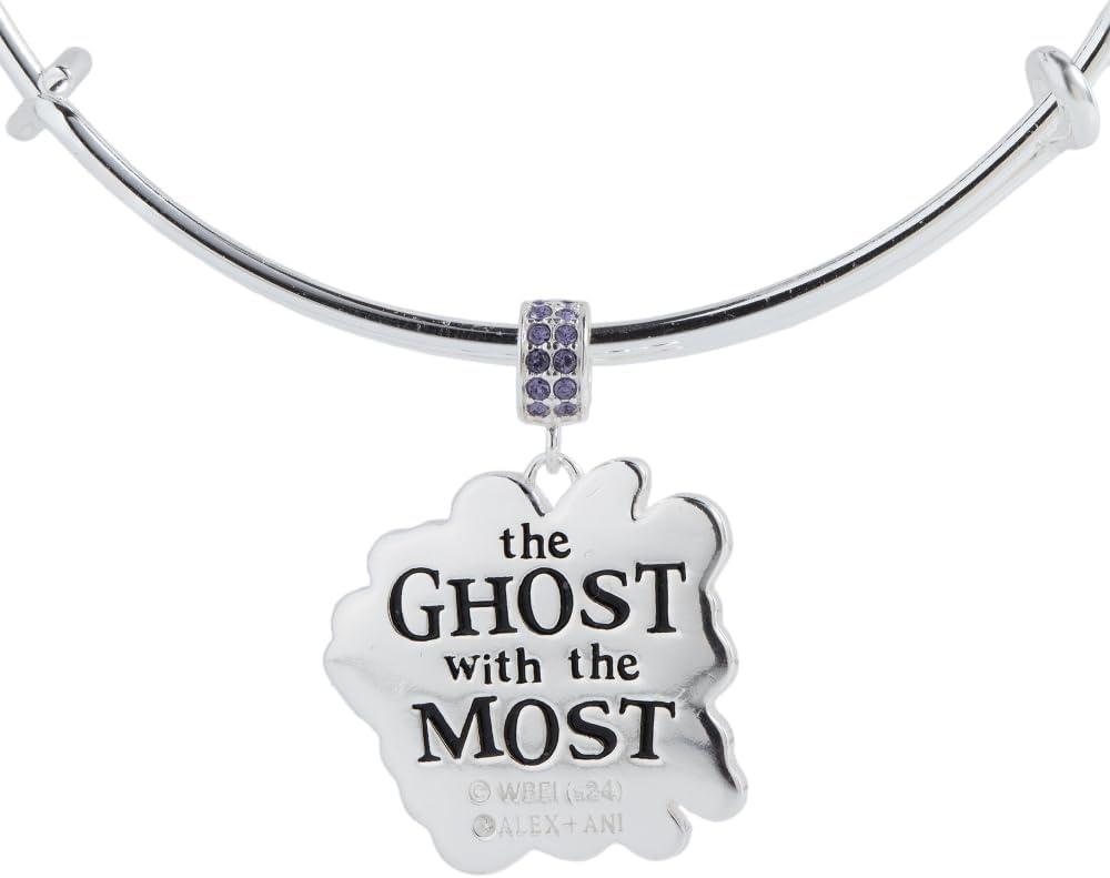 imageAlex and Ani Beetlejuice Bangle Bold Stripe Design Silver Black Logo NickelFree Add Spooky Flair to Everyday Stack Womens Fashion BraceletCharm Bangle