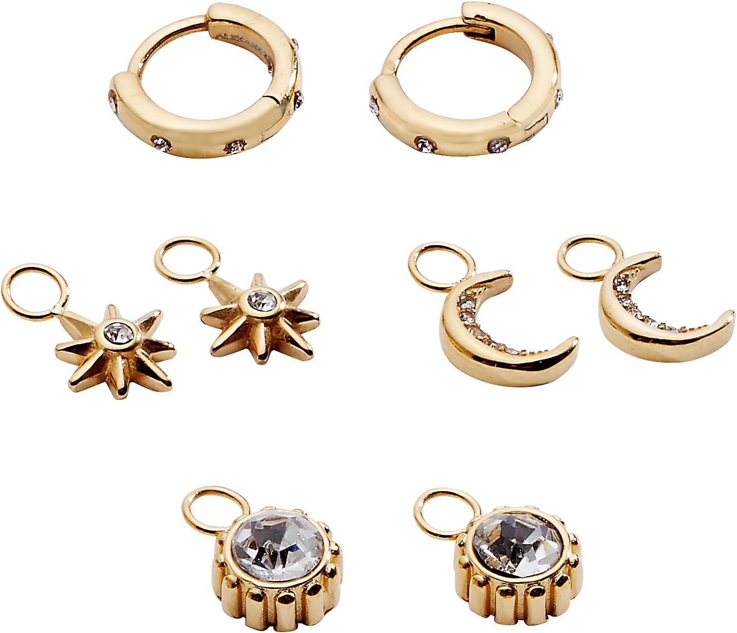 imageAlex and Ani Celestial Stackable Earring Sets Interchangeable Studs Huggies Cuffs amp Charms NickelFreeMix Match Earring Set of 4 Stainless Gold