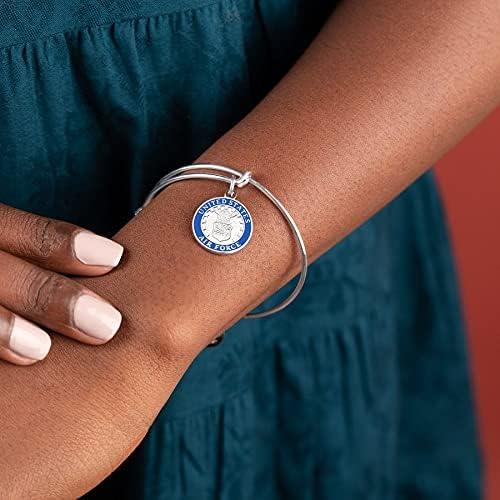 imageAlex and Ani Collaborations Expandable Bangle for Women Shiny Silver Finish 2 to 35 inUnited States Air Force
