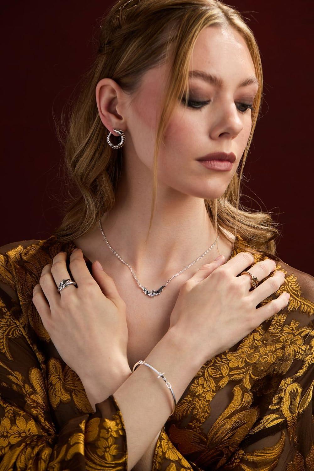 imageAlex and Ani HOUSE OF THE DRAGON Earrings Inspired Hoops amp Studs NickelFree Hypoallergenic FinishSyrax Front to Back Hoop Antique Silver