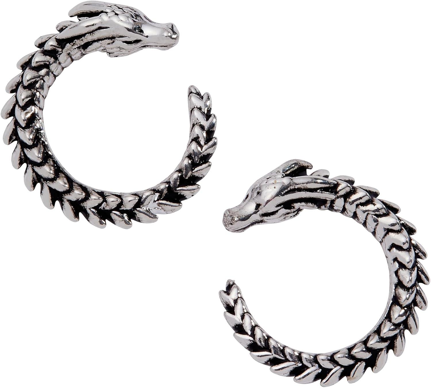 imageAlex and Ani HOUSE OF THE DRAGON Earrings Inspired Hoops amp Studs NickelFree Hypoallergenic FinishSyrax Front to Back Hoop Antique Silver