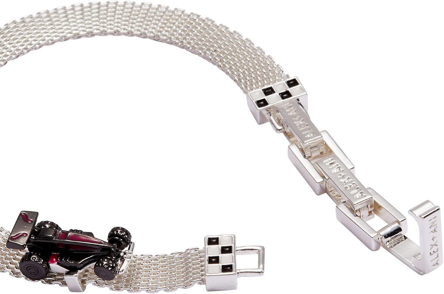 imageAlex and Ani Hot Wheels Bracelets Moveable Enamel Charms Checkered Flag Motif Adjustable Stackable Designs Ideal Gift for WomenMoveable Racecar Mesh Bracelet