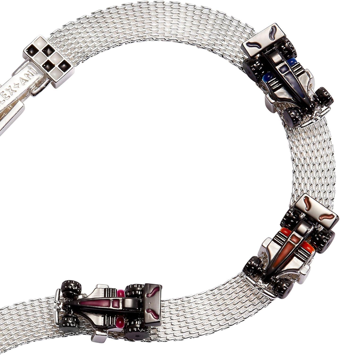 imageAlex and Ani Hot Wheels Bracelets Moveable Enamel Charms Checkered Flag Motif Adjustable Stackable Designs Ideal Gift for WomenMoveable Racecar Mesh Bracelet