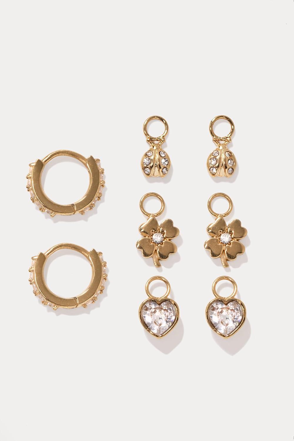 imageAlex and Ani Love and Luck Earring SetsMix Match Charm Earring Set of 4 Stainless Gold