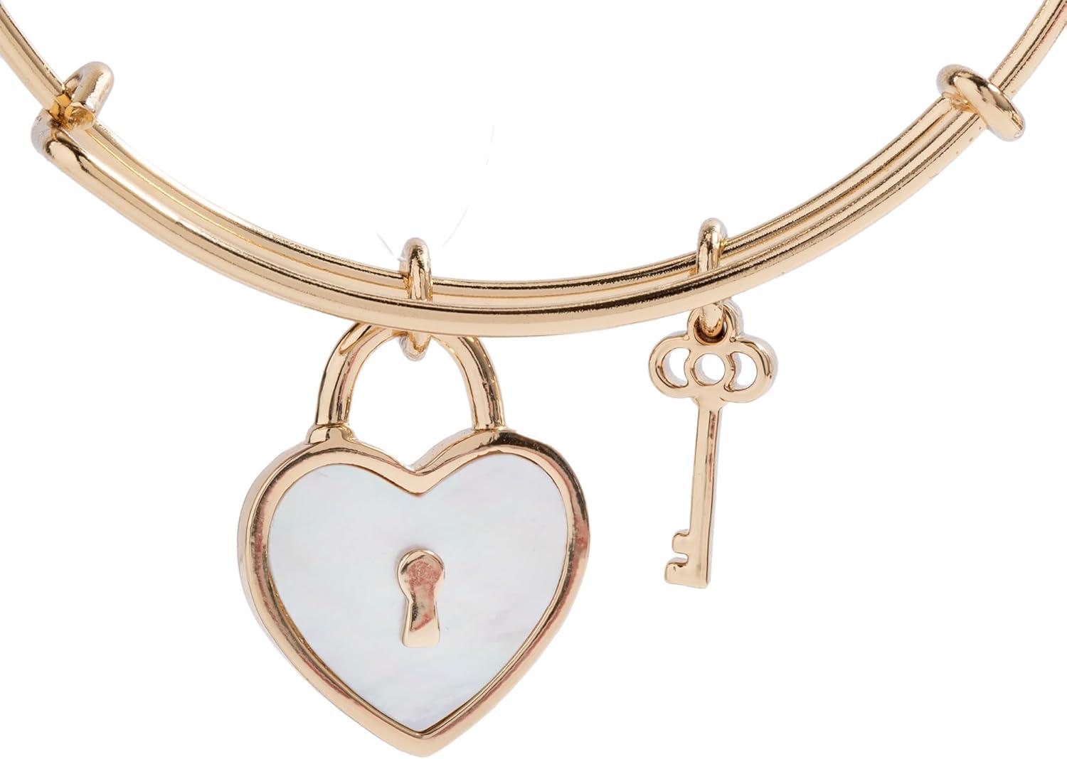 imageAlex and Ani Mother of Pearl Heart Lock BangleGold
