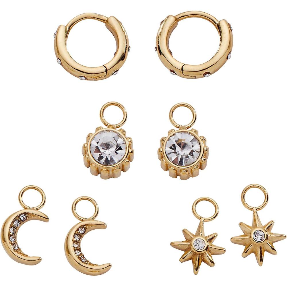 imageAlex and Ani Celestial Stackable Earring Sets Interchangeable Studs Huggies Cuffs amp Charms NickelFreeMix Match Earring Set of 4 Stainless Gold