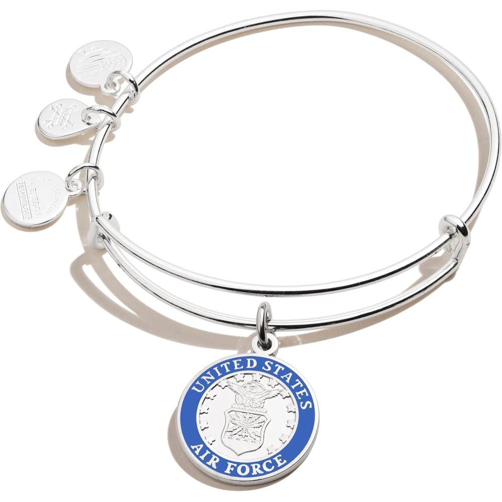 imageAlex and Ani Collaborations Expandable Bangle for Women Shiny Silver Finish 2 to 35 inUnited States Air Force