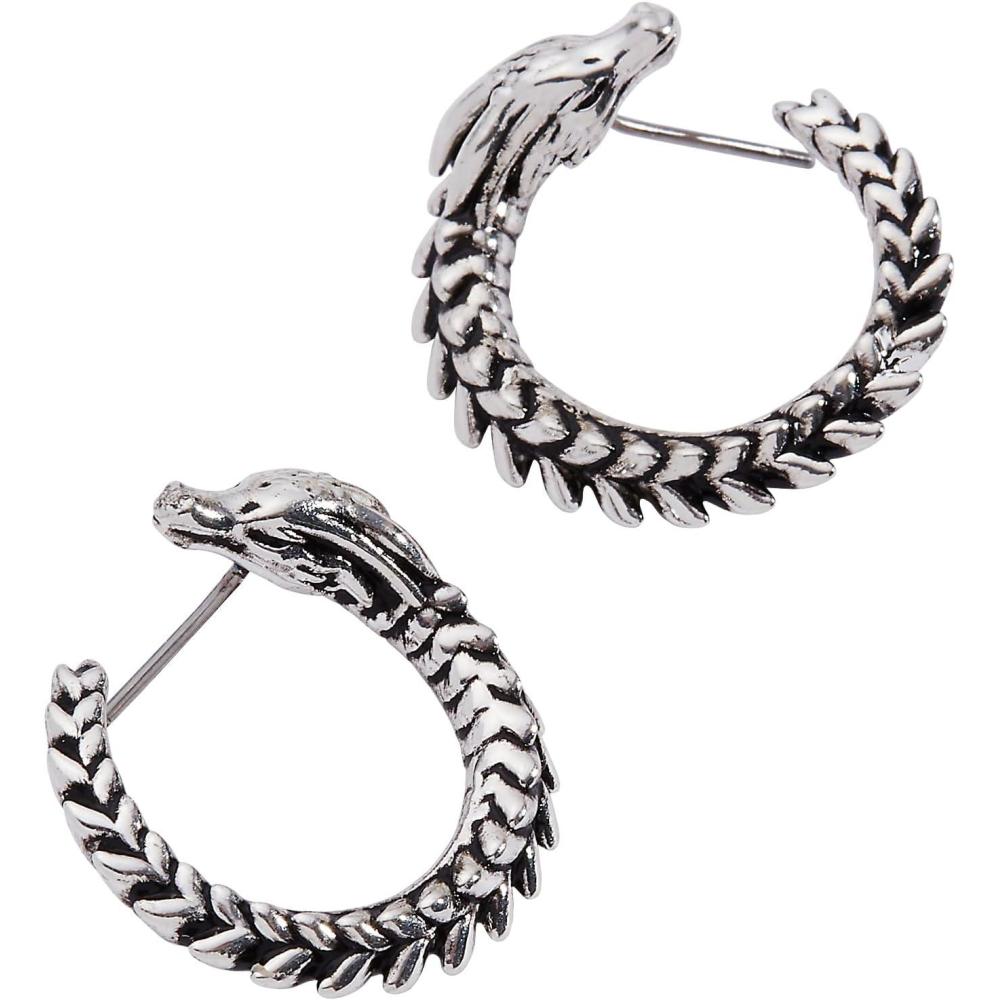 imageAlex and Ani HOUSE OF THE DRAGON Earrings Inspired Hoops amp Studs NickelFree Hypoallergenic FinishSyrax Front to Back Hoop Antique Silver