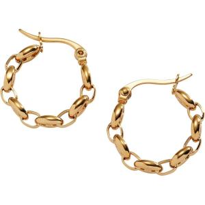 Alex and Ani Frozen Mariner Chain Hoop Earrings(Stainless Gold)