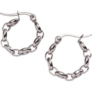 Alex and Ani Frozen Mariner Chain Hoop Earrings(Stainless Silver)