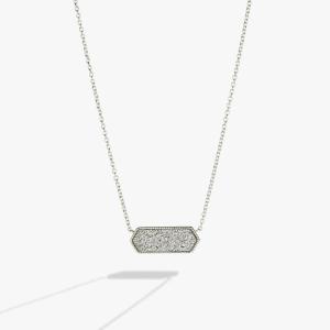 Alex and Ani Glitter Druzy Pendant Necklace, Silver