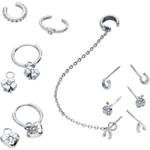 Alex and Ani Love and Luck Earring Sets(Stackable 9 Piece Earring Set (Stainless Silver))