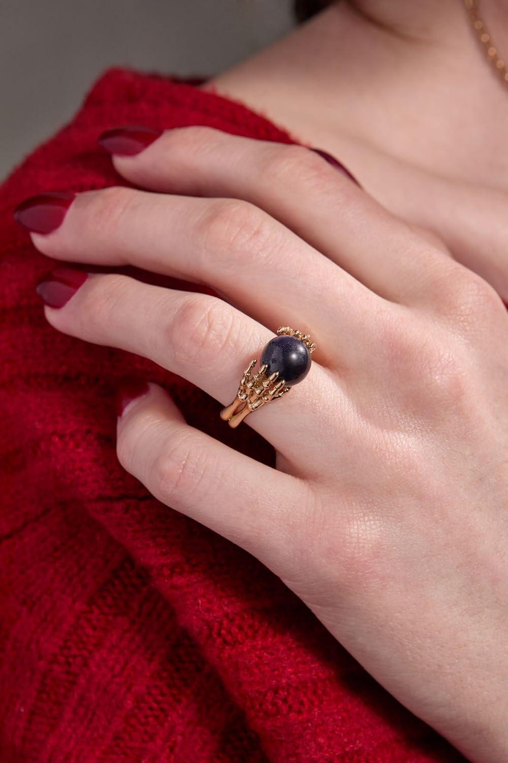 imageAlex and Ani Crystal Ball Ring NickelFree Elegant Statement Piece Ring Size 7 Handmade Gothic Style Chunky RingShiny Gold