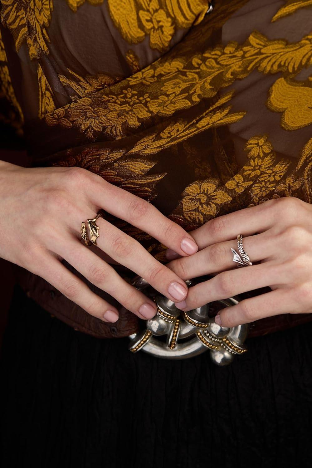 imageAlex and Ani HOUSE OF THE DRAGON Syrax Bypass Ring Sculptural Dragon Design Inspired Jewelry NickelFree Bold Luxury Statement for Women Antique GoldSyrax Bypass Ring Antique Silver