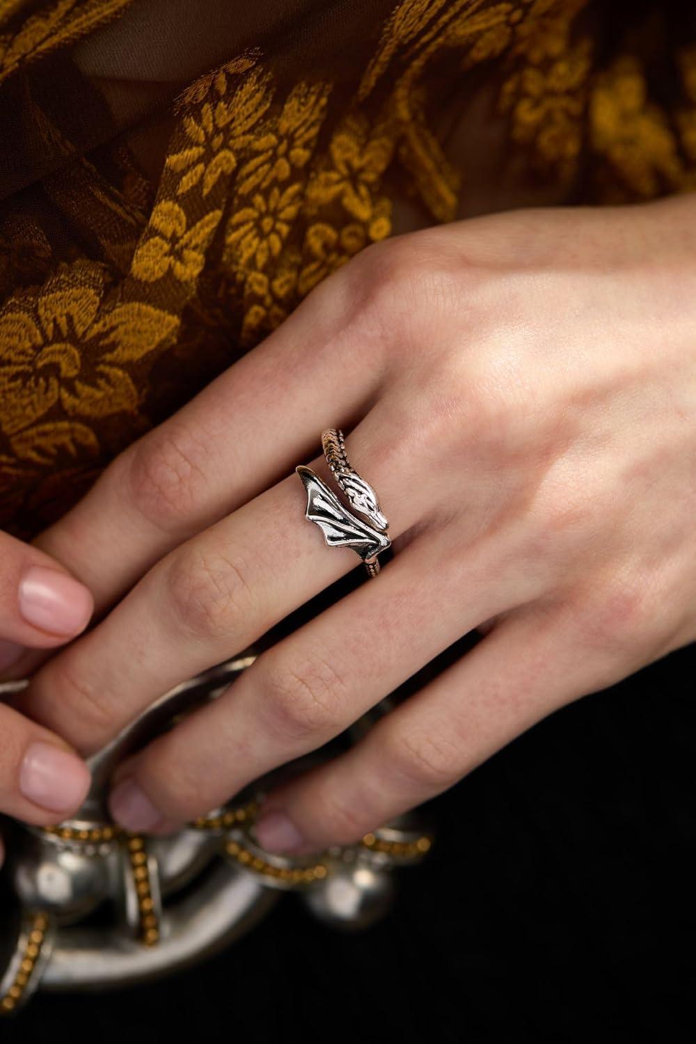 imageAlex and Ani HOUSE OF THE DRAGON Syrax Bypass Ring Sculptural Dragon Design Inspired Jewelry NickelFree Bold Luxury Statement for Women Antique GoldSyrax Bypass Ring Antique Silver