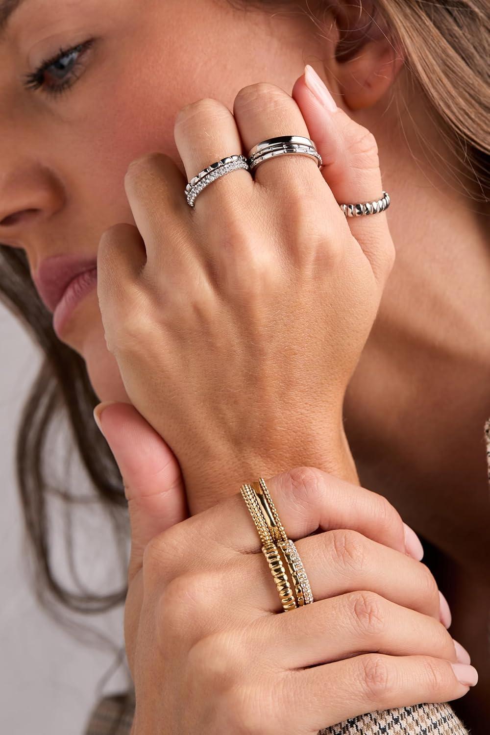 imageAlex and Ani Ribbed Stacking Ring Set of 3Stainless Silver