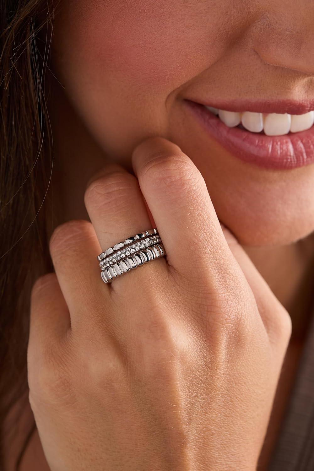 imageAlex and Ani Ribbed Stacking Ring Set of 3Stainless Silver