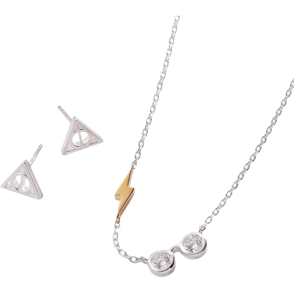imageAlex and Ani Harry Potter Owl and Hogwarts Letter Necklace and Earring Set 14kt Gold PlatedHarry Potter Glasses and Deathly Hallows