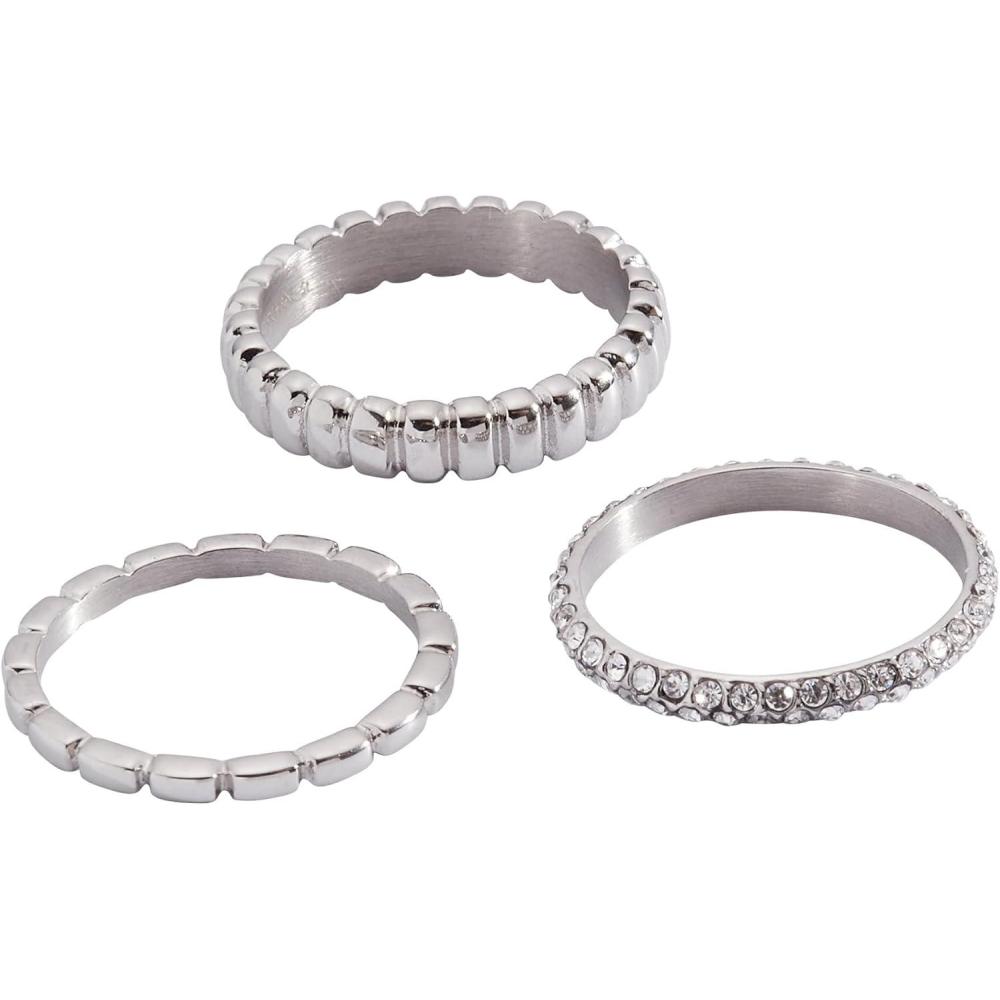 imageAlex and Ani Ribbed Stacking Ring Set of 3Stainless Silver