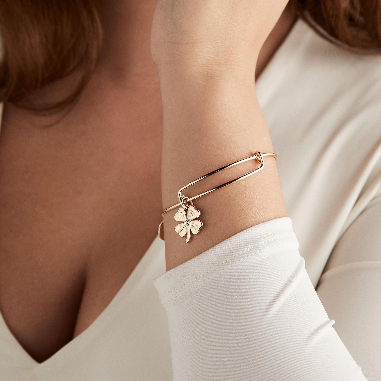 imageAlex and Ani Love Clover Charm Bangle Bracelet