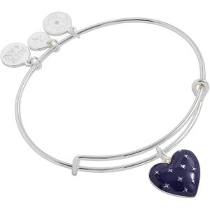 Alex and Ani Navy Enamel Heart Charm Bangle(Shiny Silver)