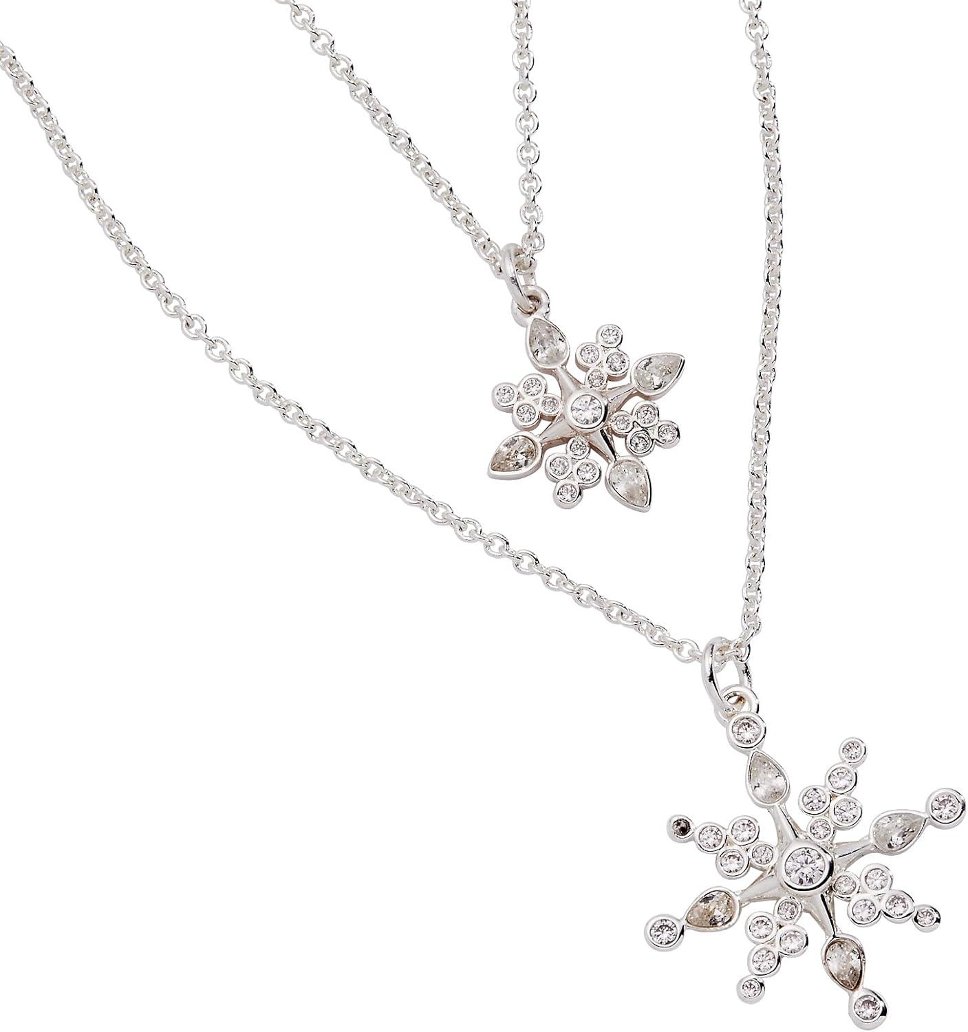 imageAlex and Ani Holiday Necklace for Women Crystal Snowflake Layered Necklace Shiny Silver