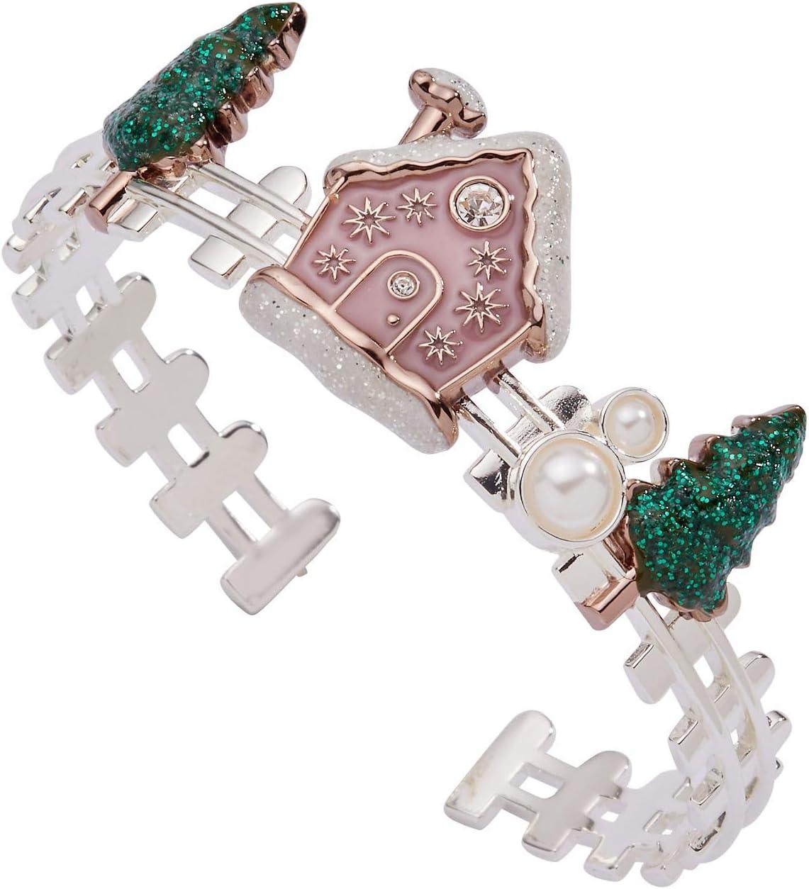 imageAlex and Ani Womens Holiday Bracelets NickelFree Brass Bracelets Trendy Womens Jewelry Gingerbread House Cuff Bracelet Two Tone