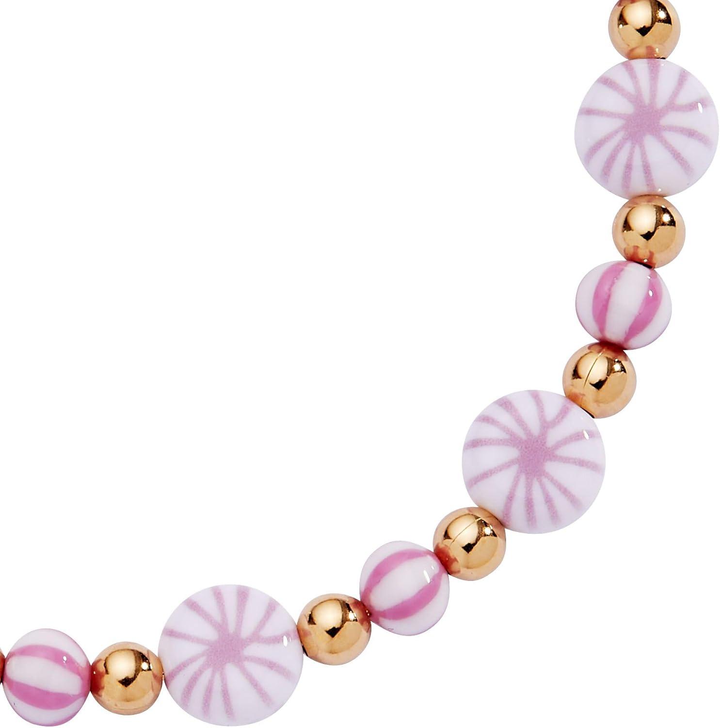 imageAlex and Ani Womens Holiday Bracelets NickelFree Brass Bracelets Trendy Womens Jewelry Pink Peppermint Beaded Expandable Wire Bracelet Shiny Gold