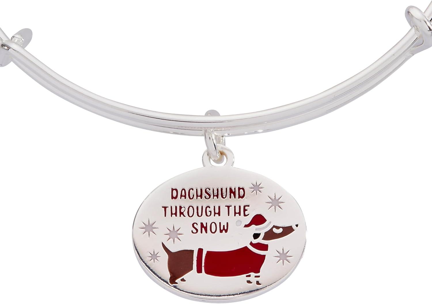 imageAlex and Ani Womens Punny Winter Bracelets Safe Materials Elegant Jewelry Trendy Bracelets for WomenDachsund Through the Snow
