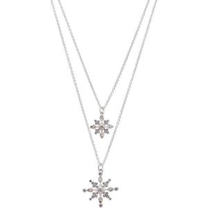 Alex and Ani Holiday Necklace for Women – Crystal Snowflake Layered Necklace (Shiny Silver)