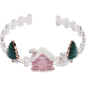 Alex and Ani Womens Holiday Bracelets – Nickel-Free Brass Bracelets, Trendy Women’s Jewelry (Gingerbread House Cuff Bracelet, Two Tone)