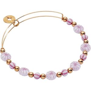 Alex and Ani Womens Holiday Bracelets – Nickel-Free Brass Bracelets, Trendy Women’s Jewelry (Pink Peppermint Beaded Expandable Wire Bracelet, Shiny Gold)