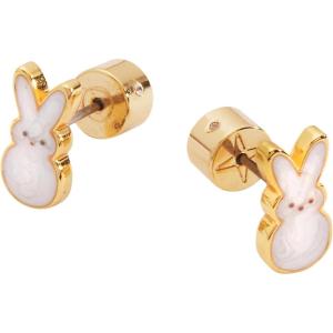Alex and Ani PEEPS White Pearlized Bunny Earrings(Brass Shiny Gold)