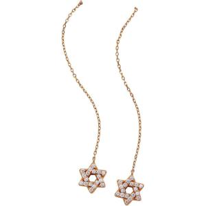 Alex and Ani Delicate Pave Star of David Threader Earrings, 14k Gold Sterling Silver